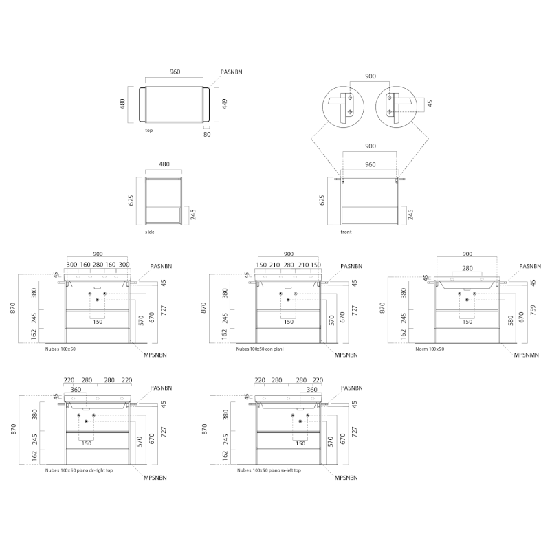 NORM nábytková nožička, výška 194mm, pro konstrukci MSAN80N/MSAN100N, černá MPSNMN