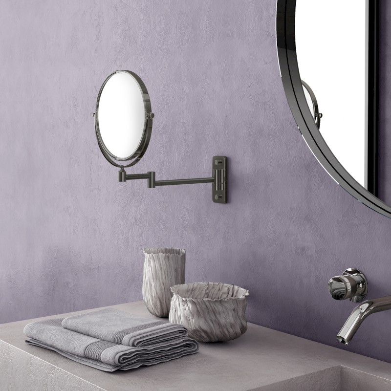 GAIA kosmetické zrcátko závěsné, Ø 180mm, oboustranné, gun metal CO202481