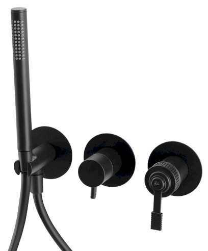 VERSI podomítková sprchová/vanová baterie s ruční sprchou, 2 výstupy, černá mat RV052/15