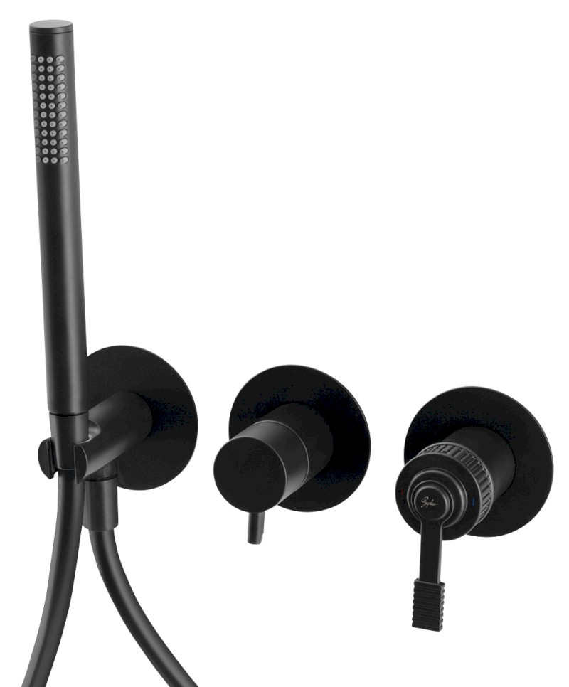 VERSI podomítková sprchová/vanová baterie s ruční sprchou, 2 výstupy, černá mat RV052/15