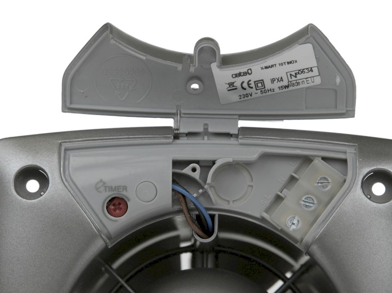 X-MART 15T koupelnový ventilátor axiální s časovačem, 25W, potrubí 150mm, nerez mat 01061000