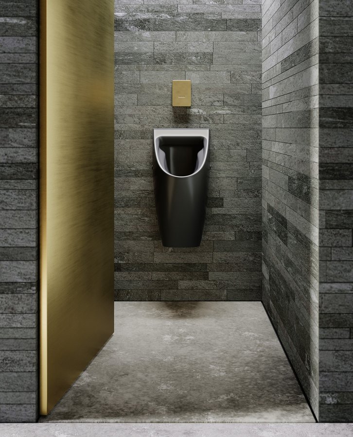 COMMUNITY urinál se zakrytým přívodem vody, 31x65cm, černá mat 909726