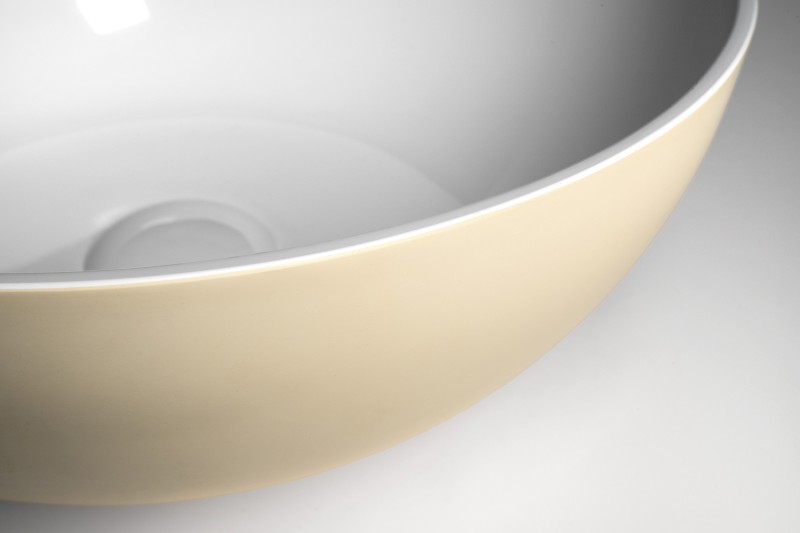 BANERA ROUND umyvadlo na desku, litý mramor, průměr 39cm, bílá/béžová mat 14337.82