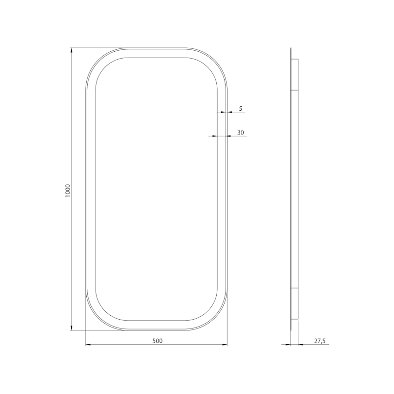 MANOR zrcadlo s LED osvětlením 50x100cm MN500