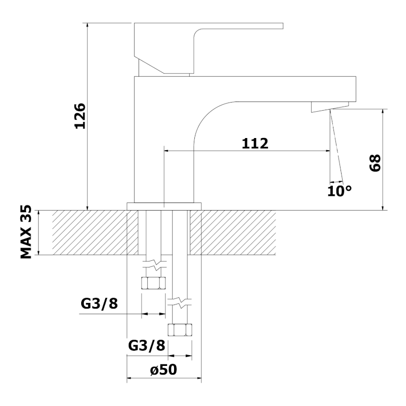 SIEGER stojánková umyvadlová baterie, výška 126mm, chrom 914.001.1
