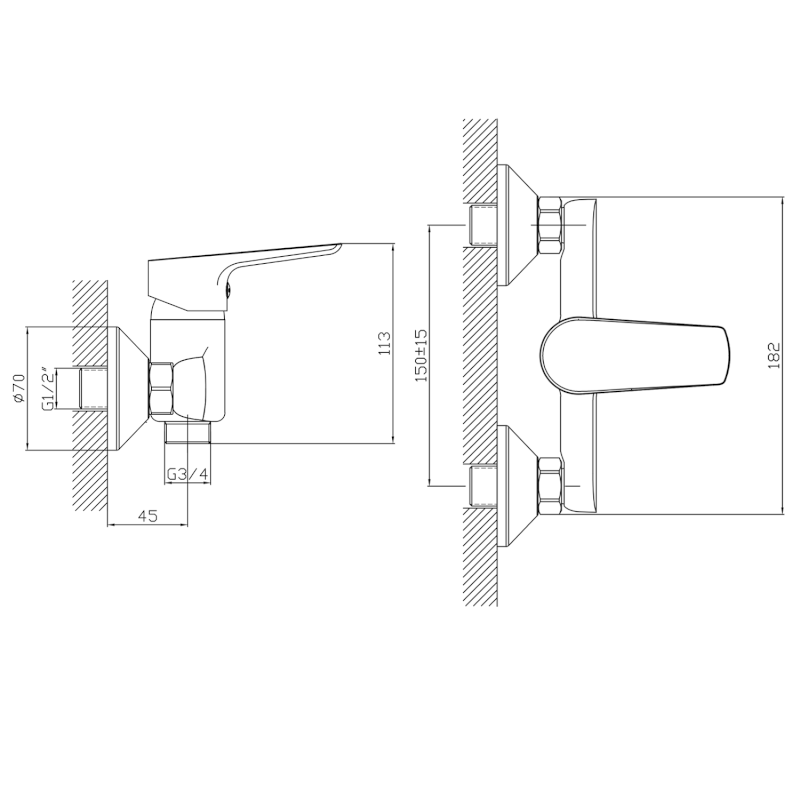 LOTTA nástěnná dřezová baterie 3/4