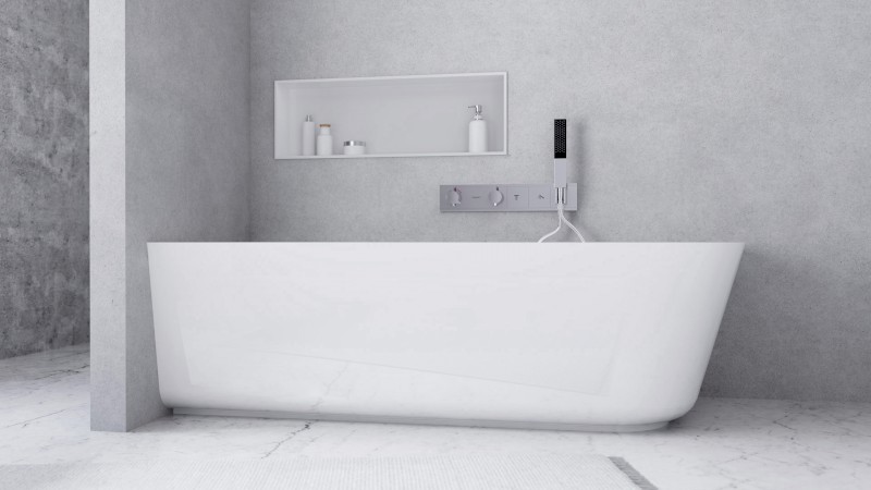 SUSSI L rohová stojící vana, litý mramor 170x70x49,5cm, bílá 90177L