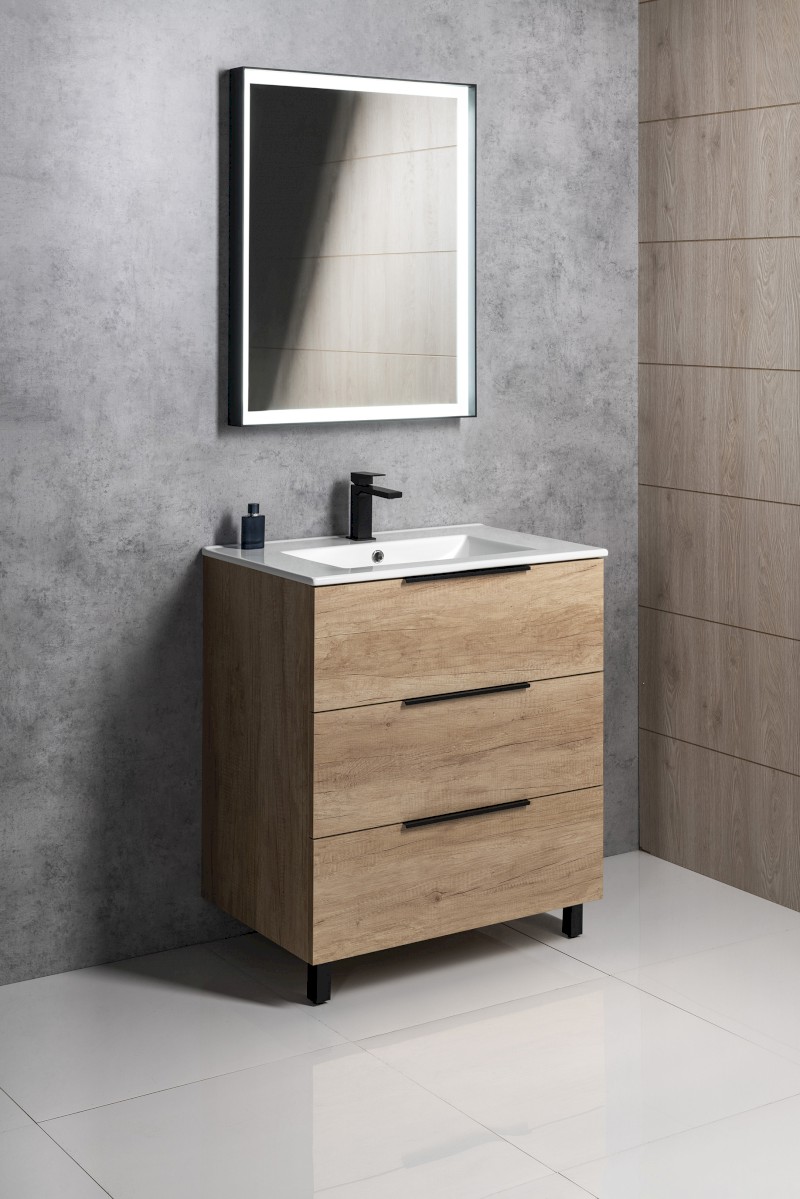 CIRASA umyvadlová skříňka 69,8x75x46cm, 3x zásuvka, bílá lesk CR731-3030