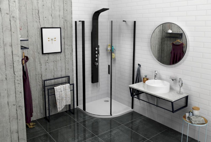 SKA stojan na ručníky 550x790x200mm, černá mat SKA301