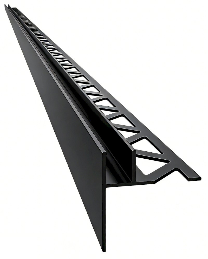 ARCHITEX sada pro uchycení skla podlaha-stěna se spádovou lištou, 1615x2105mm, levá, černá mat AX2116BL