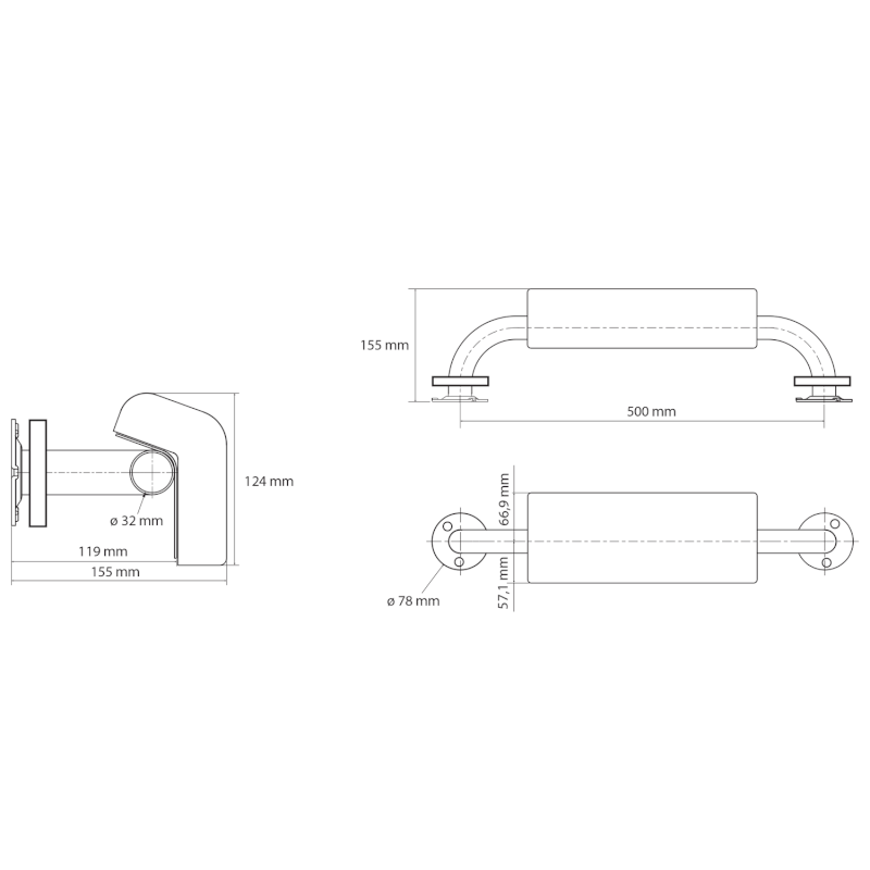 HANDICAP madlo se zádovou opěrkou, 500mm, bílá XH575W