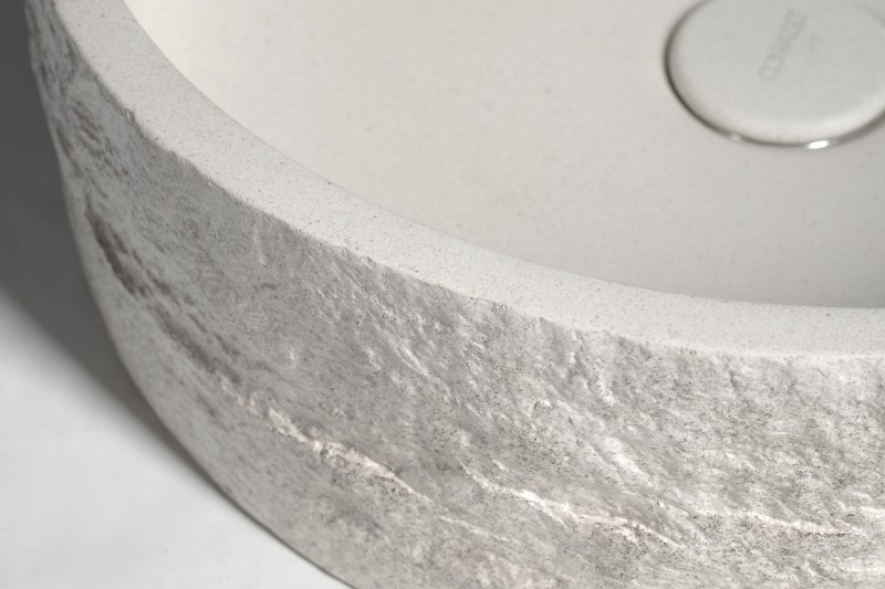 ISPIR betonové umyvadlo včetně výpusti, 40cm, bílý pískovec AR474