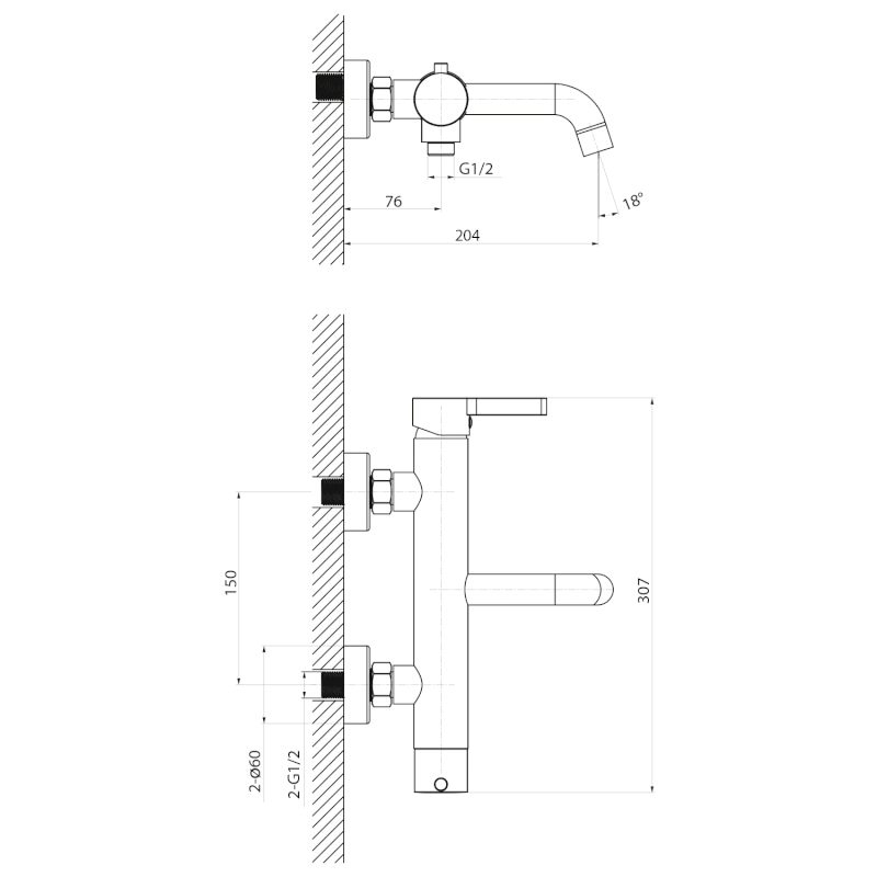 ICONIC nástěnná vanová baterie, měď mat AF010PG