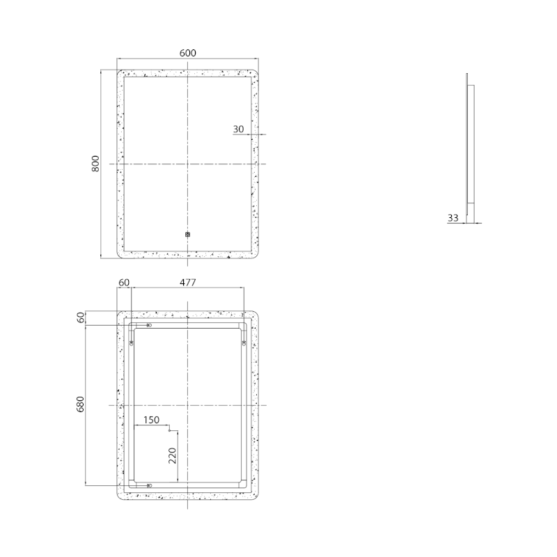 FAGO zrcadlo s LED osvětlením 60x80cm, dotykový senzor, stmívatelné FA060