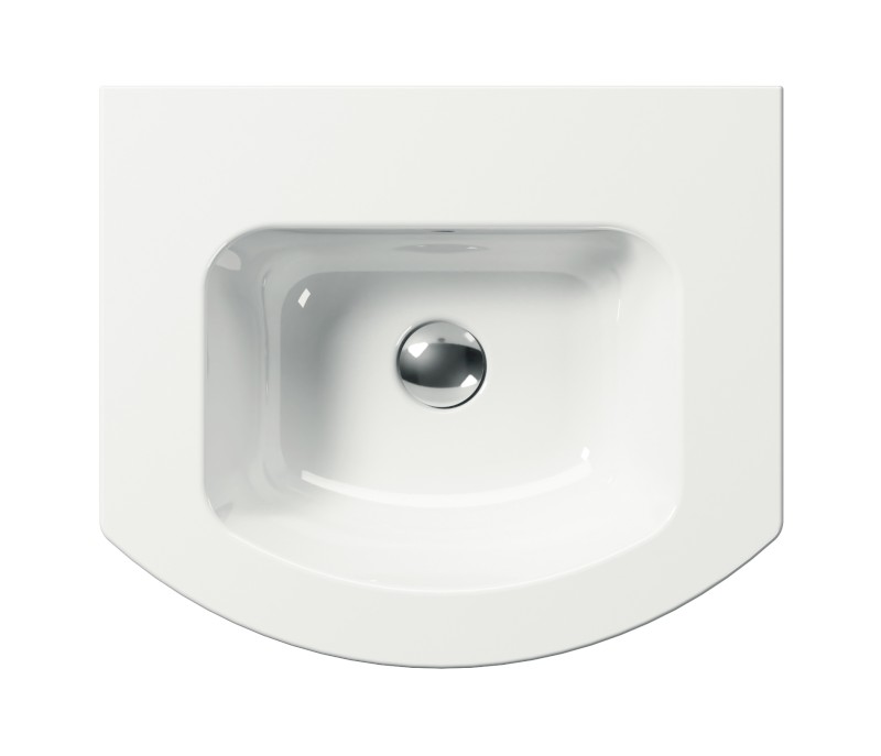 PURA keramické umyvadlo Slim oblé 52x44cm, bez otvoru, bílá ExtraGlaze 8830011