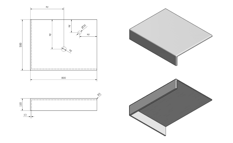 TAILOR rockstone deska 80x50 cm, provedení límce L TR080L