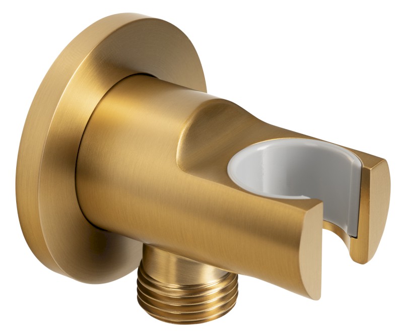 Držák sprchy kulatý, pevný, s vyústěním, zlato mat 1205-09GB