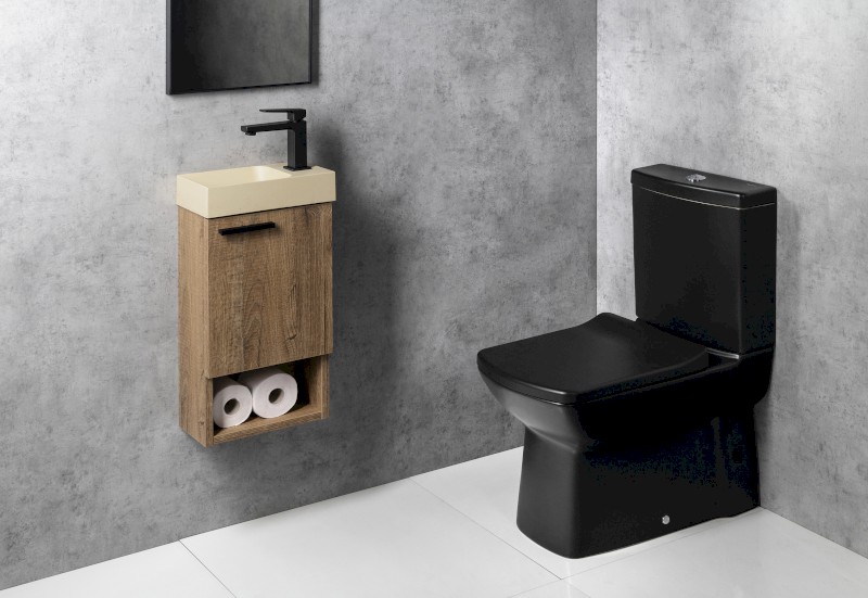 PICCOLINO betonové umývátko 30,8x17cm, baterie vpravo, žlutá mat PK30522