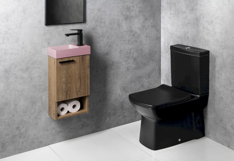 PICCOLINO betonové umývátko 30,8x17cm, baterie vpravo, růžová mat PK30521