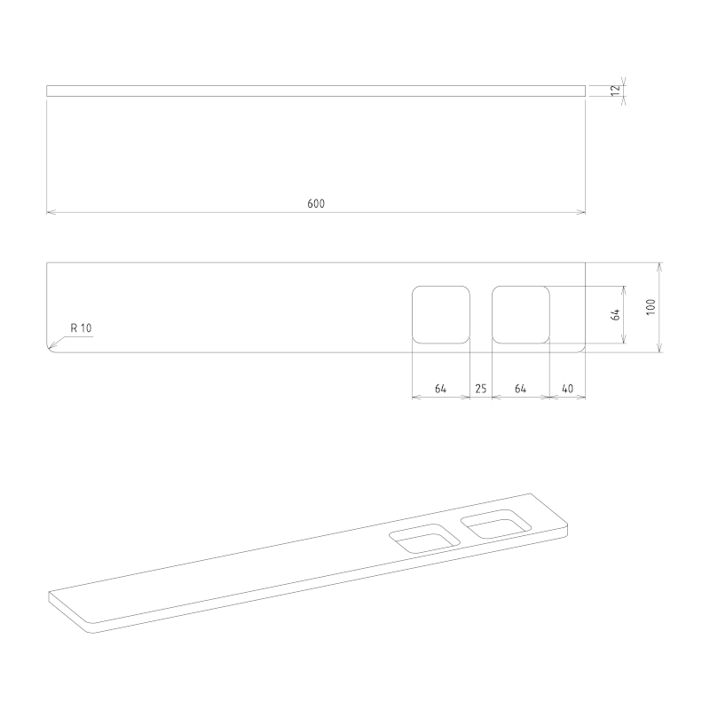 ABELINE police rockstone 600mm, 2x otvor, bílá mat AB602-0101