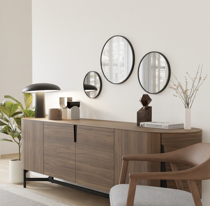 NOTION SLIM kulaté zrcadlo v rámu ø 50cm, černá mat NT500