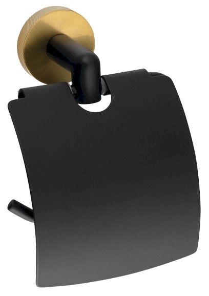 LARISSA držák toaletního papíru s krytem, černá/zlato mat WS007BG