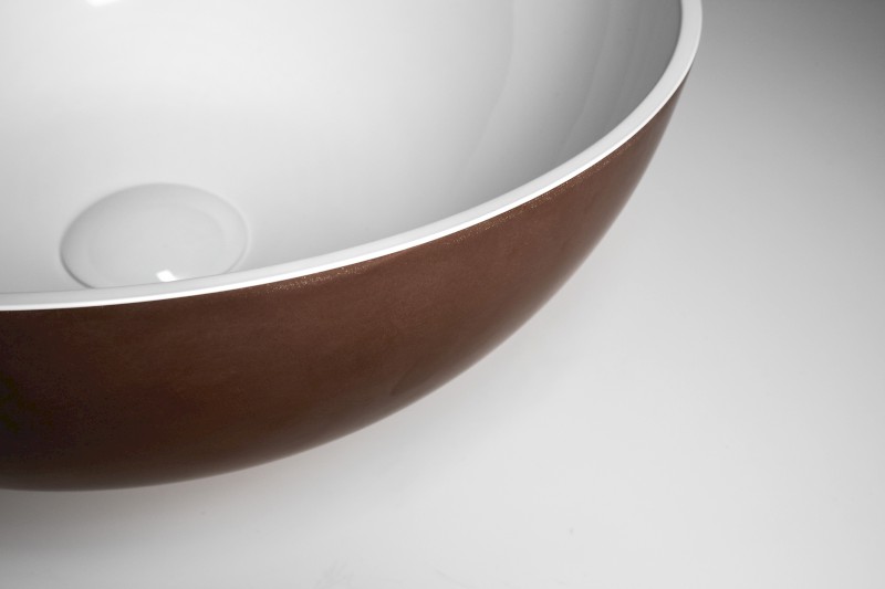 BANERA ROUND umyvadlo na desku, litý mramor, průměr 39cm, bílá/hnědá mat 14337.72