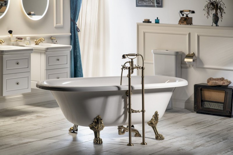 ANTEA připojení pro instalaci vanové baterie do podlahy (pár), bronz 9846