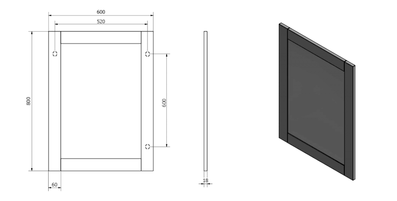 FAVOLO zrcadlo v rámu 60x80cm, bílá mat FV060