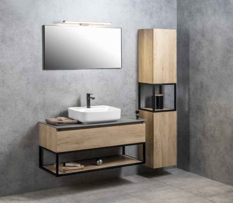 SKARA skříňka 35x171x32cm, 2x dvířka, levá/pravá, černá mat/dub Alabama CG010-2222