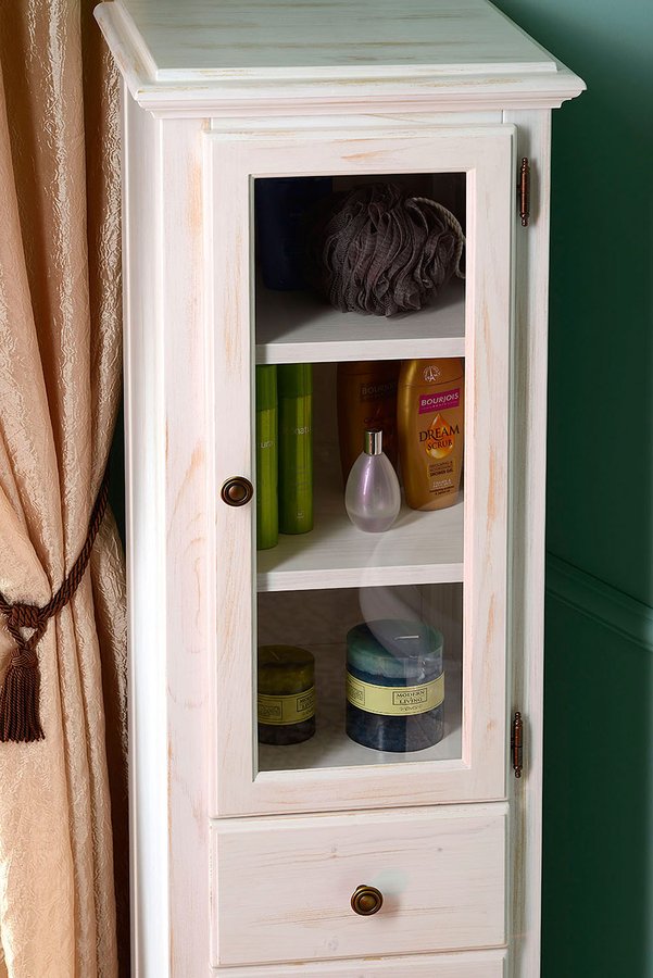 RETRO skříňka vysoká 40x170x36cm, starobílá, pravá 1665