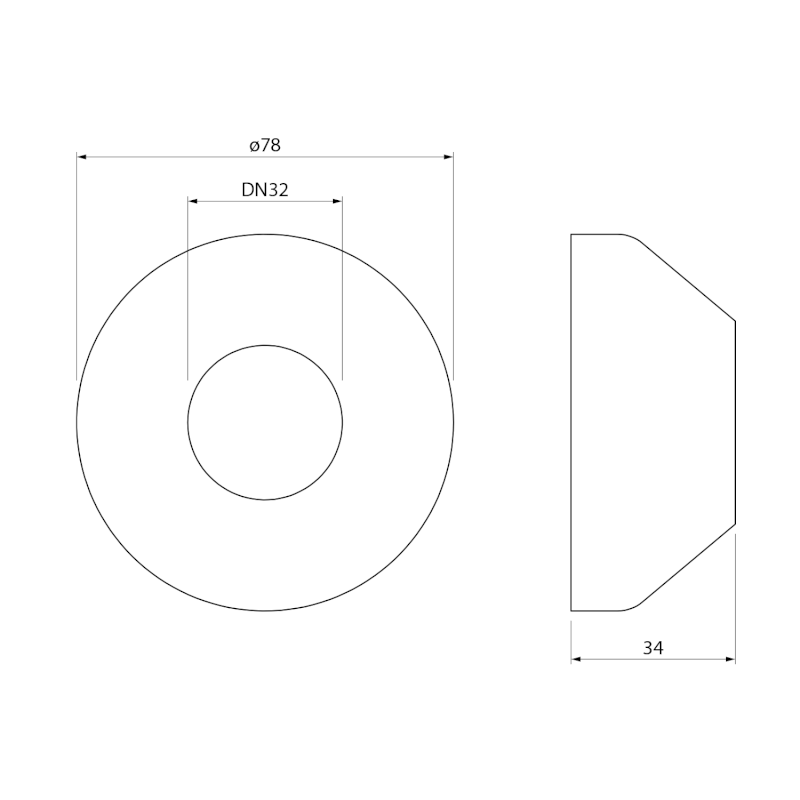 Rozeta 78/32mm, výška 34mm, ABS/bílá 151.197.0