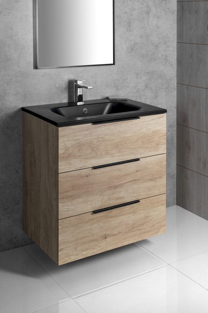 CIRASA umyvadlová skříňka 69,8x75x46cm, 3x zásuvka, dub Alabama CR731-2222