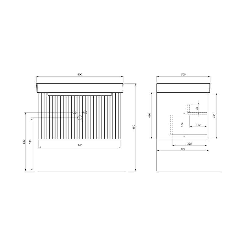 NELIO STRIP umyvadlová skříňka 76,5x44x49cm, 1x zásuvka, agila NL080-4343S