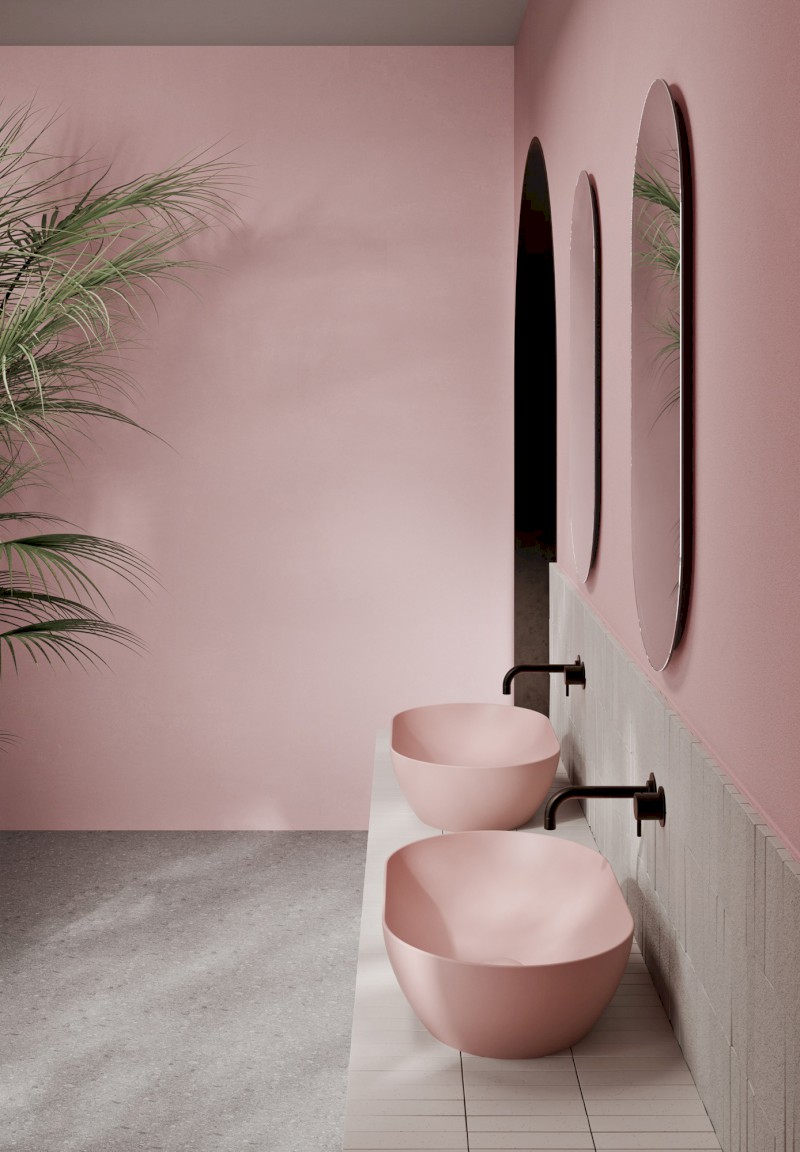 PURA keramické umyvadlo na desku 60x37cm, blush mat 883424