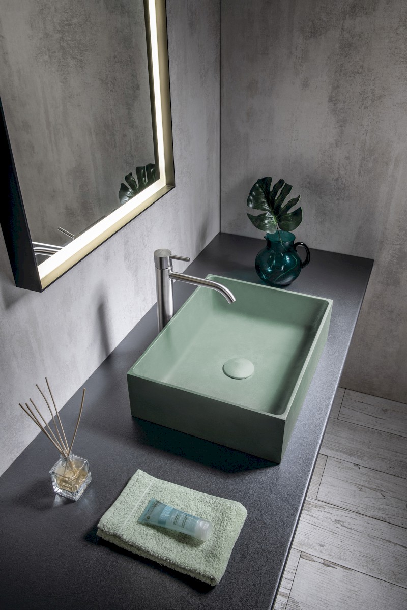 FORMIGO betonové umyvadlo na desku, 47,5x36,5cm, zelená mat FG123