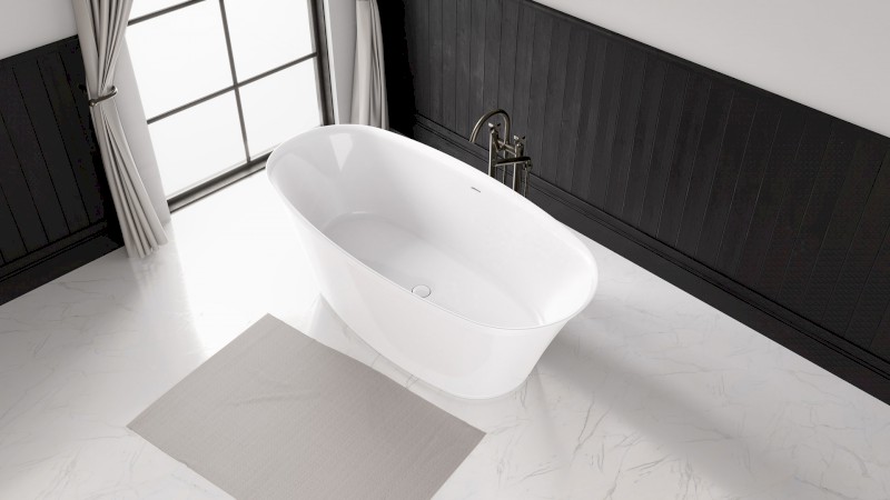 FLORINA volně stojící vana litý mramor, 170x80x61cm, bílá 93858