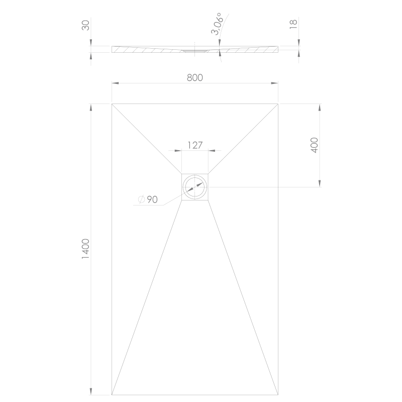 TRENECA vanička z litého mramoru s možností úpravy rozměru, 140x80cm, černá mat 84304.21