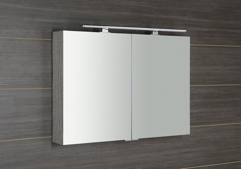 MIRRÓ galerka s LED osvětlením, 100x70x16cm, dub stříbrný MC100-0011