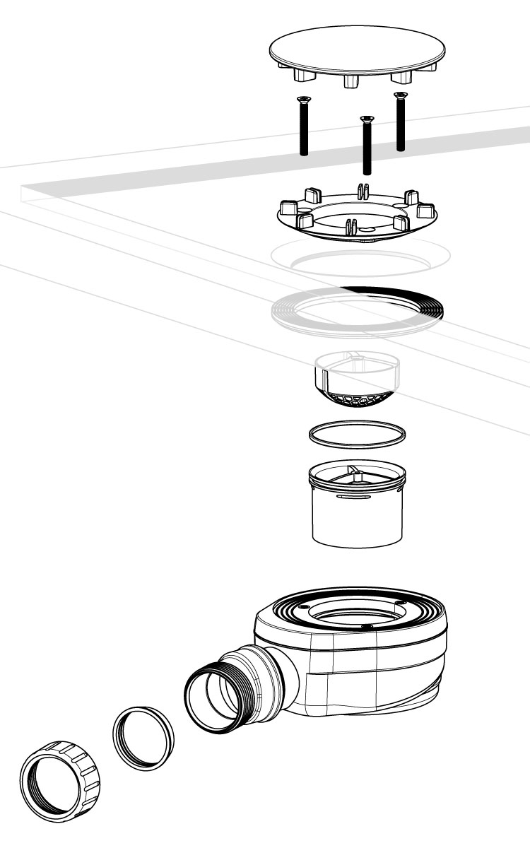 Vaničkový sifon, průměr 90mm, DN40, nízký, krytka bílá 17916W