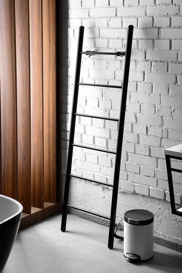 KARBO elektrický sušák ručníků, kulatý, 400x1120mm, 87 W, černá mat KB904