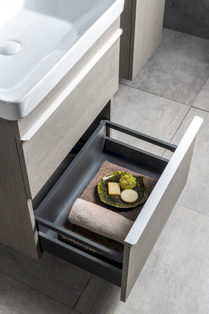 SITIA umyvadlová skříňka 46,4x70x44,2cm, 2xzásuvka, dub stříbrný SI050-1111