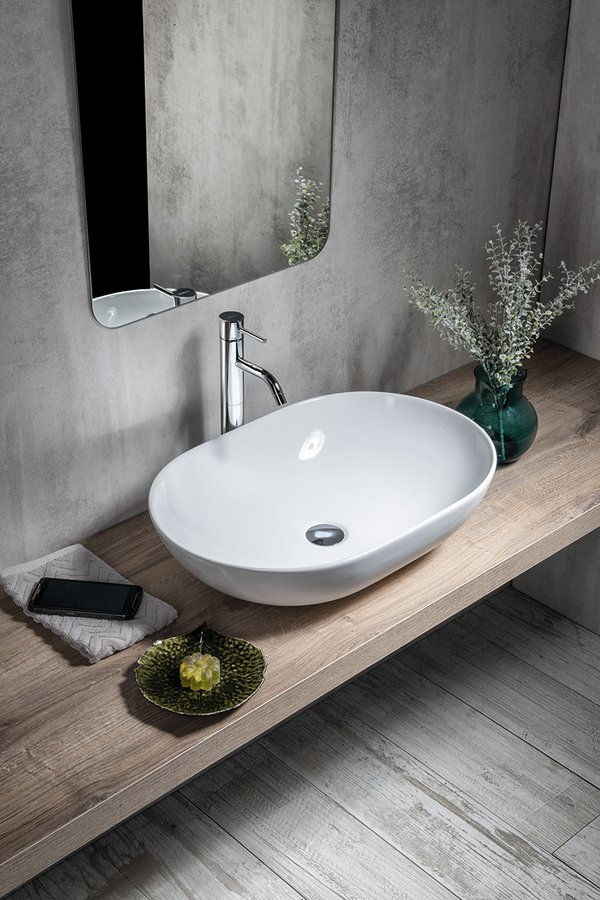 BALISONG keramické umyvadlo na desku, 60x40cm, bílá WH080