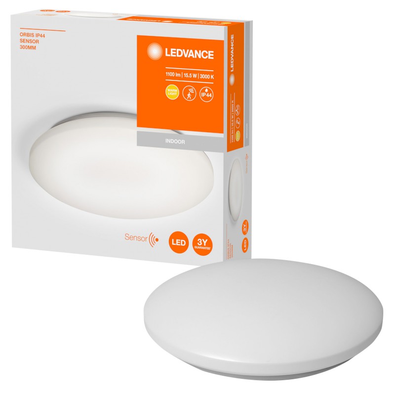 ORBIS koupelnové stropní svítidlo, ø 300mm, senzor, 1100lm, 16W, IP44 AC36060002M