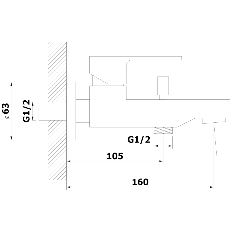 SIEGER nástěnná vanová baterie, chrom 914.010.1