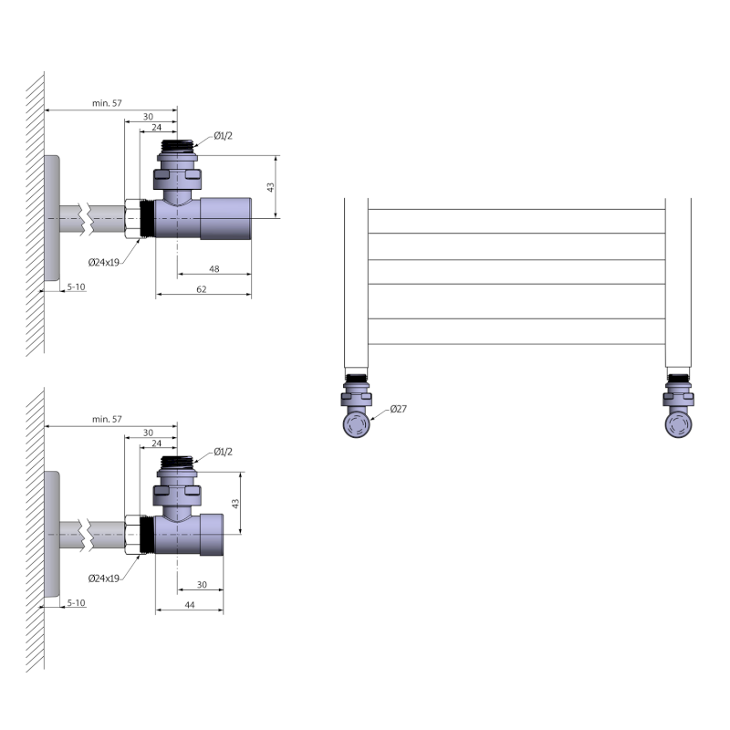 COMPACT připojovací sada ventilů ruční rohová, chrom CP5015S