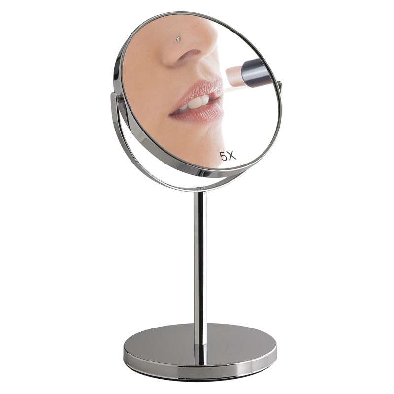 ANNA kosmetické zrcátko na postavení, Ø 163mm, oboustranné, chrom 211213