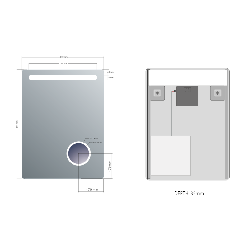 ASTRO zrcadlo s LED osvětlením 60x80cm, kosmetické zrcátko MIRL2