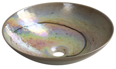 SAND MURANO skleněné umyvadlo na desku, průměr 41cm, sand YM1234