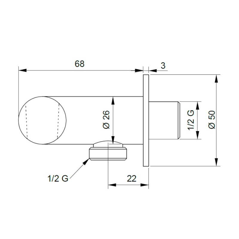 Držák sprchy kulatý, otočný, s vyústěním, chrom SG201